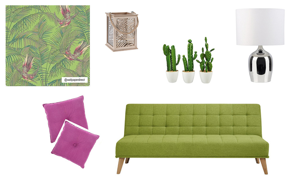 Sala de estar com inspiração exótica com sofá-cama OLIVIA Sala de estar com inspiração exótica com sofá-cama OLIVIA