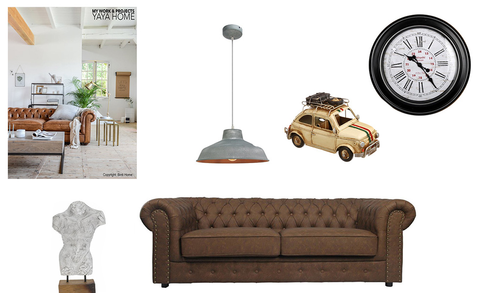 Sala de estar de estilo chesterfield com sofá ANDREW Sala de estar de estilo chesterfield com sofá ANDREW