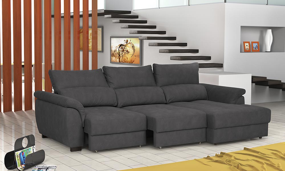 Chaise longue BENSON, com assentos deslizantes e convertível em cama que sofá comprar